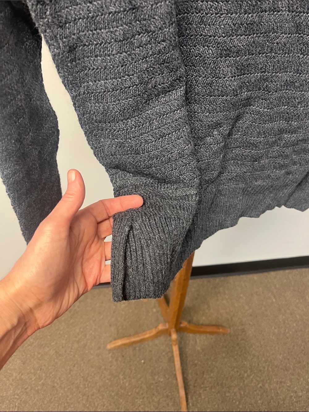 LOFT Charcoal Textured Crewneck Sweater - Women's - Picture 2 of 2